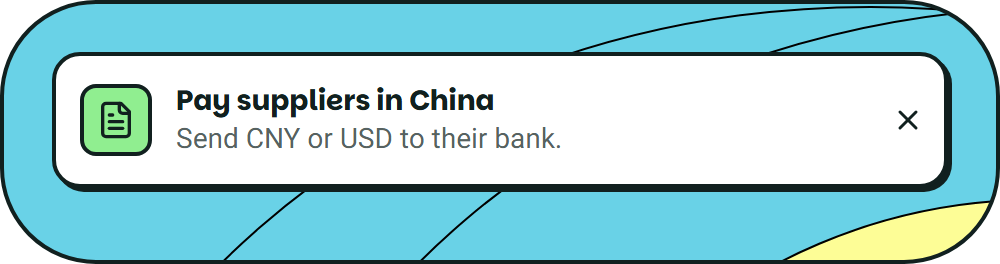 The Pay suppliers in China banner above the exchange form